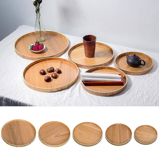 21-33cm Round Wooden Serving Tray for Fruit Tea Breakfast Wood Kitchen Platter